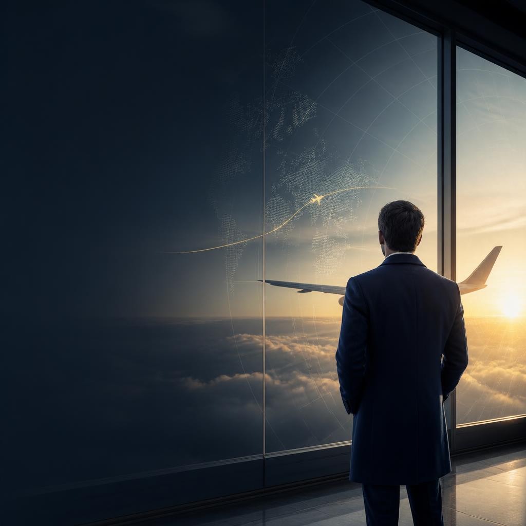 Traveller looking toward a departure gate
